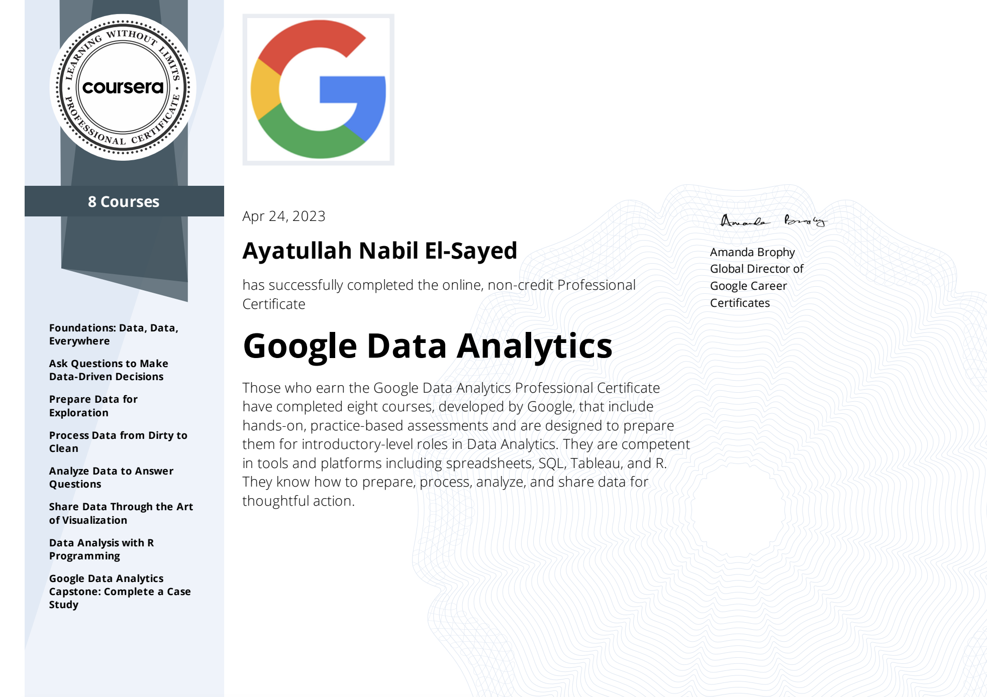 Google Data Analytics Specialization