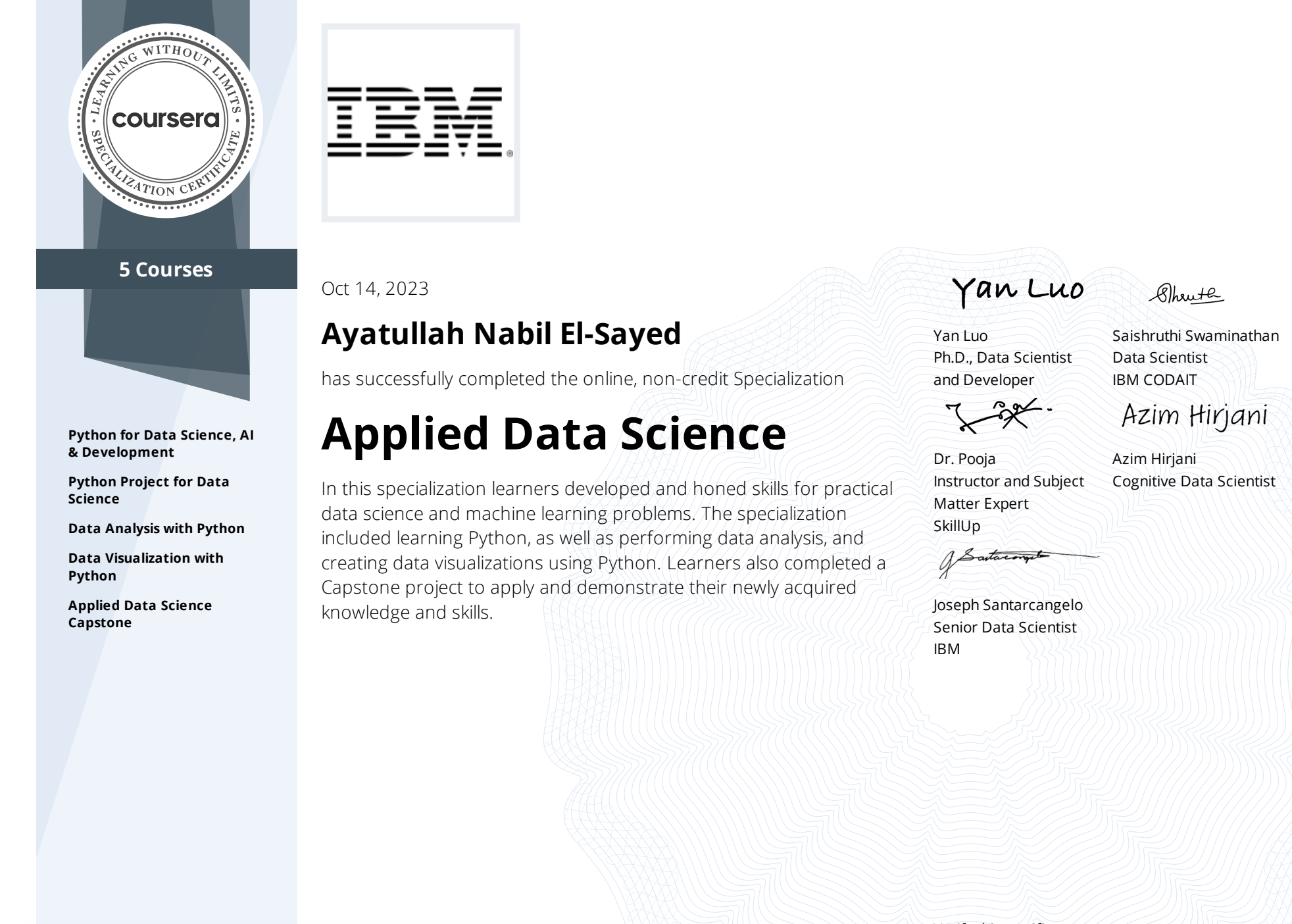 Applied Data Science Specialization