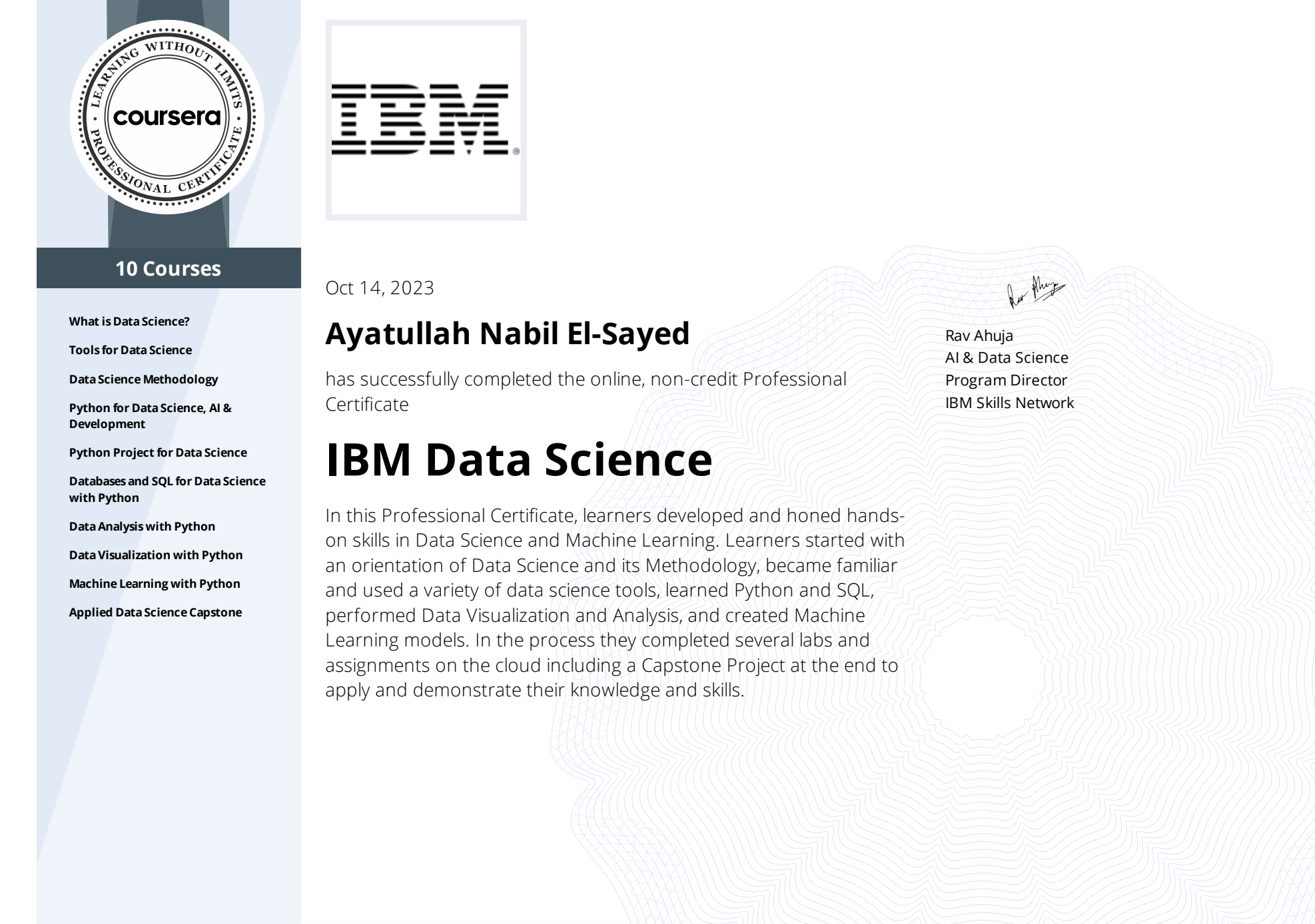 IBM Data Science Specialization